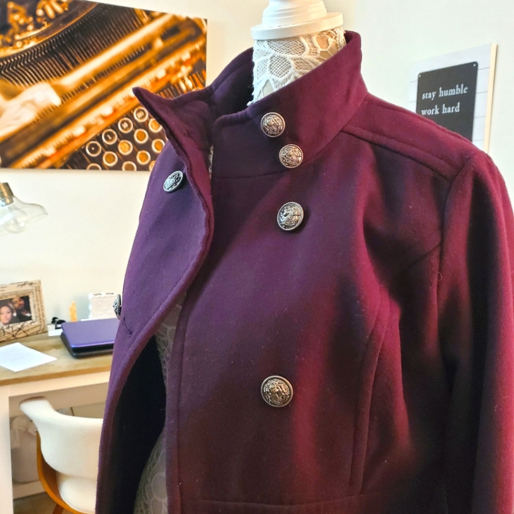 Liz Claiborne Deep Purple Wool Peacoat